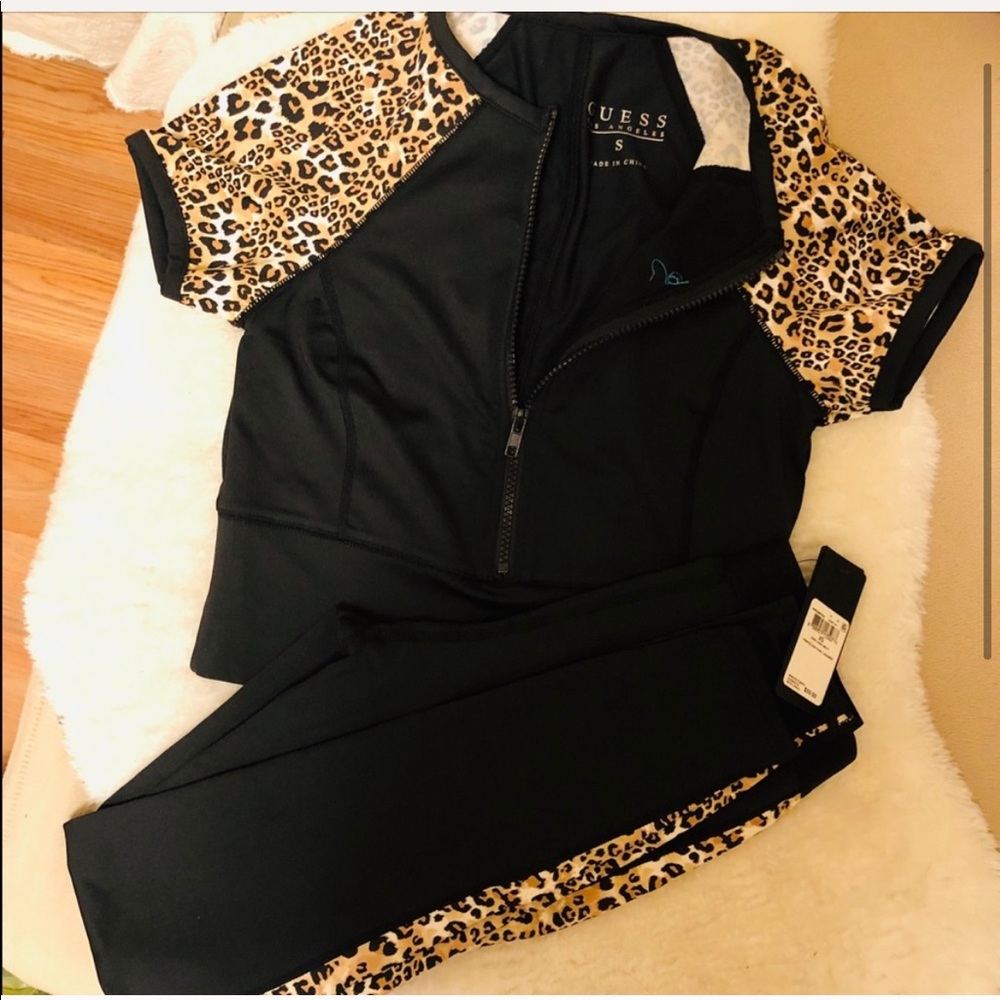 GUESS black and leopard activewear set